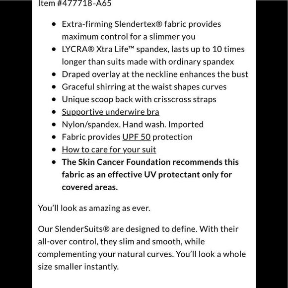 Land’s End Carmela Plus Reg size Slenderize one piece black swimsuit Various - Picture 7 of 9